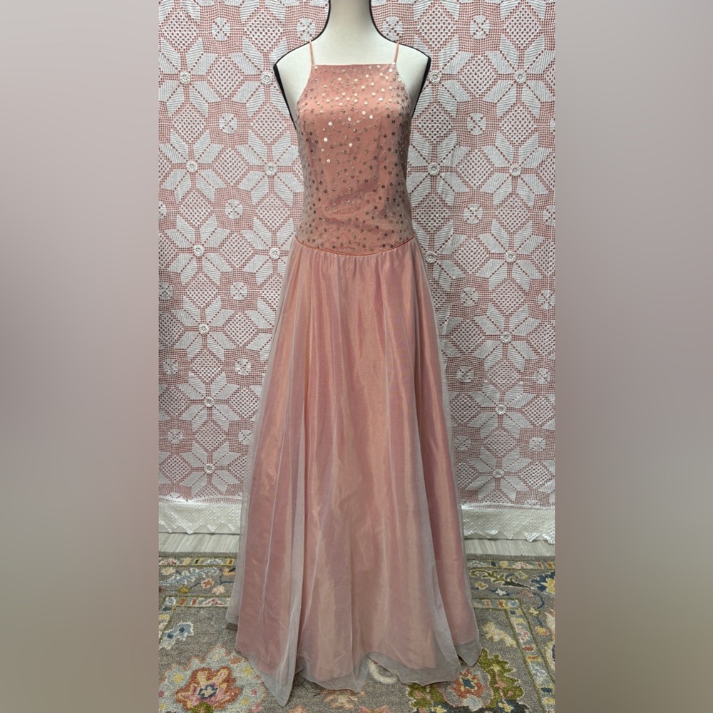 Vintage Sequin Tulle Formal Dress | Size 13/14